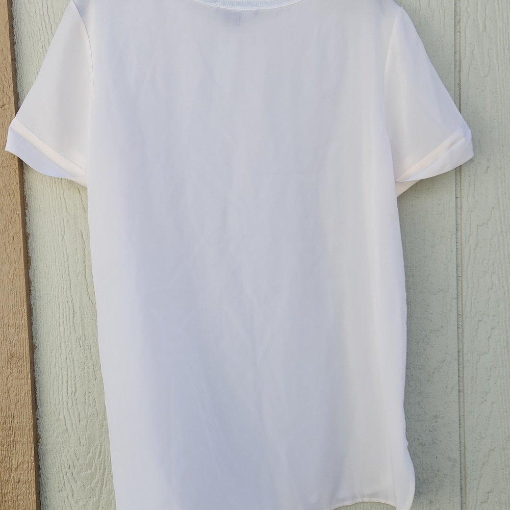Vince Silk Cashmere Mixed Media Short Sleeve Rich Mom Luxury Cream Neutral - Picture 5 of 5